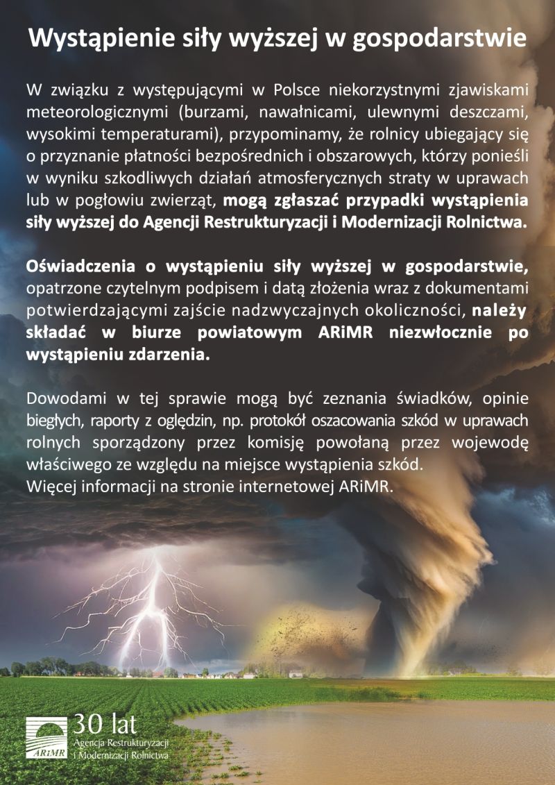 Wystąpienie siły wyższej w gospodarstwie A4-1