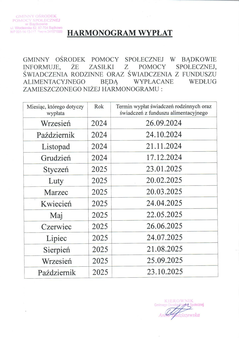 harmonogram wypłat GOPS-1