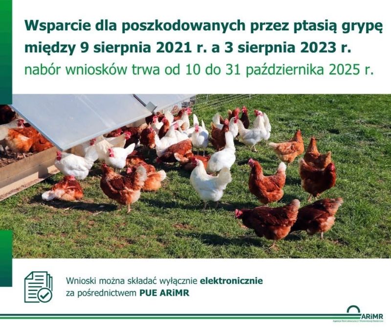 Wsparcie dla poszkodowanych przez ptasią grypę 10.10 do 31.10.2025