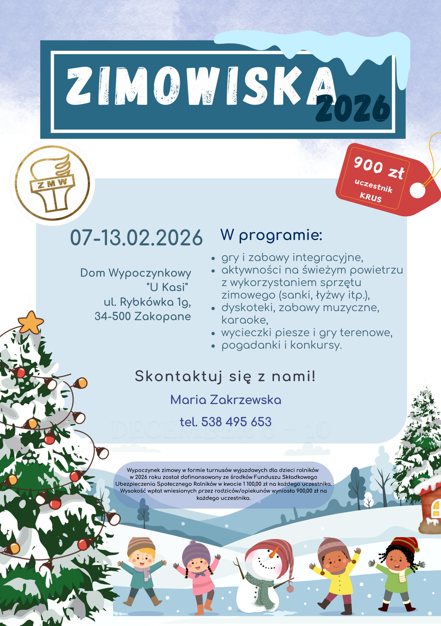 Oferta zimowisk w 2026 roku dla dzieci i młodzieży z terenu województwa kujawsko-pomorskiego